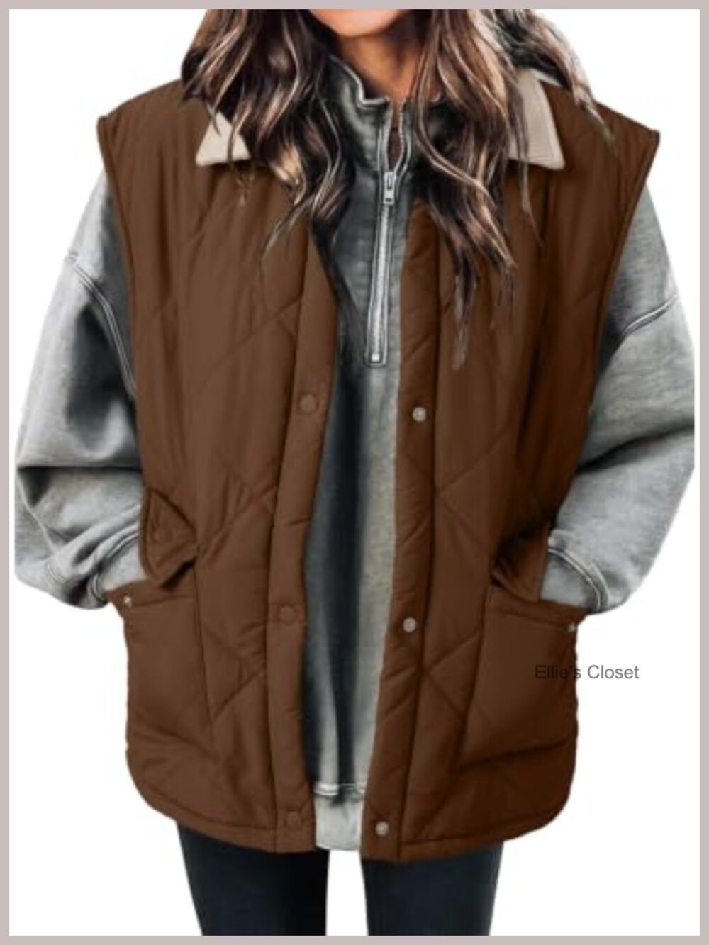Quilted Puffer Vest With Pockets Button Down Sleeveless